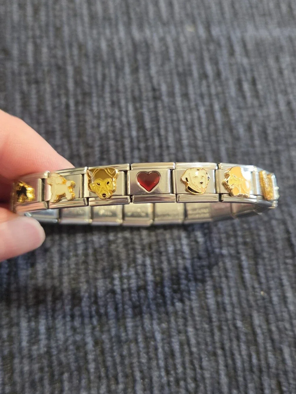 Italian Charm Bracelet with Animal Accents and Red Heart- Dog Theme NEW